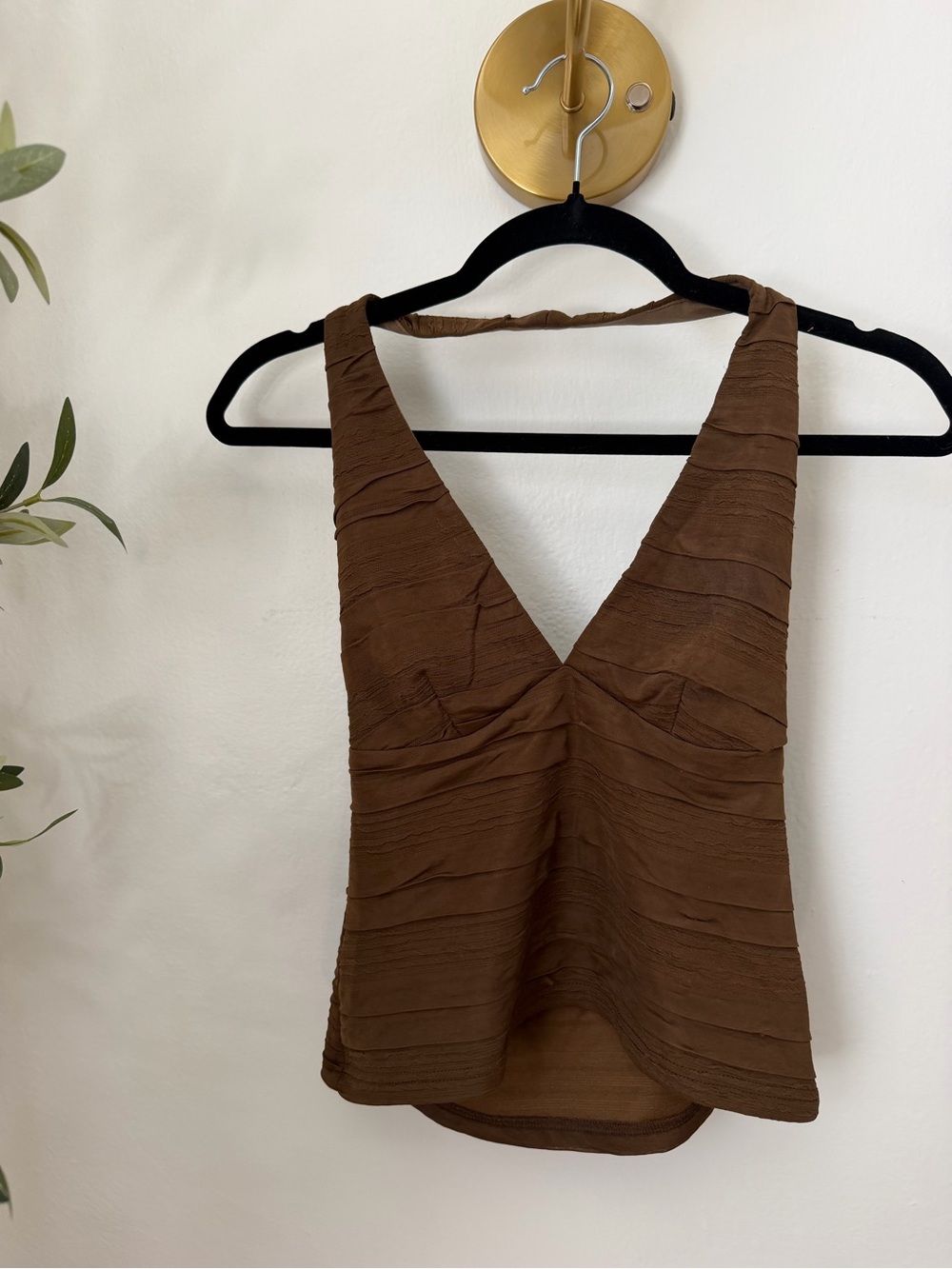 Urban Outfitters Chocolate Brown Textured Halter Tank